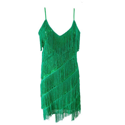 Robe de soirée à franges et paillettes pour femme