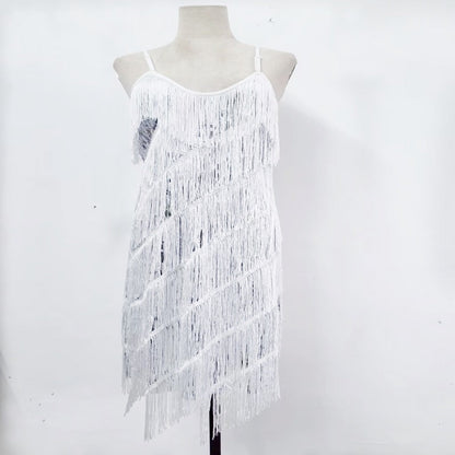 Robe de soirée à franges et paillettes pour femme