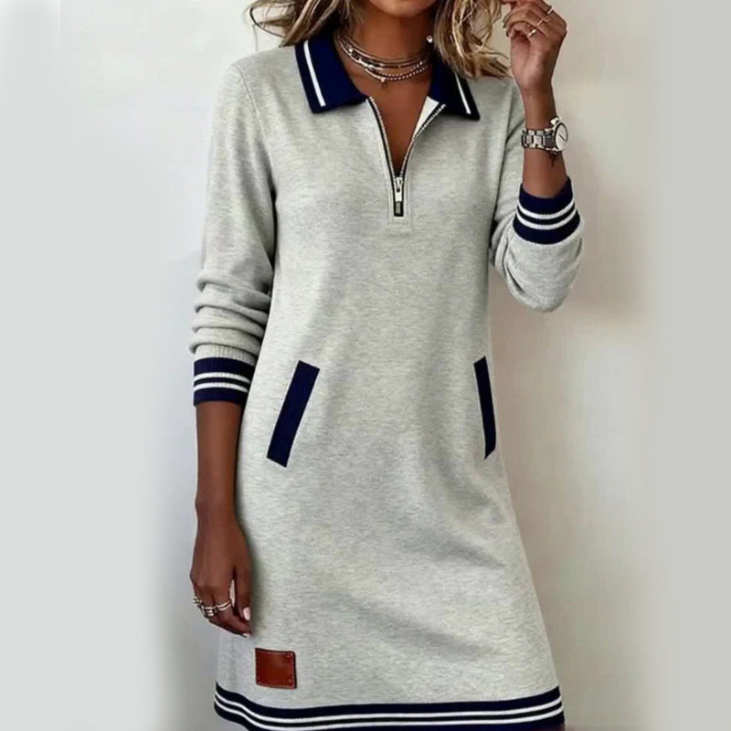 Robe à col et manches longues pour femme