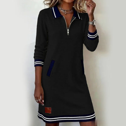 Robe à col et manches longues pour femme