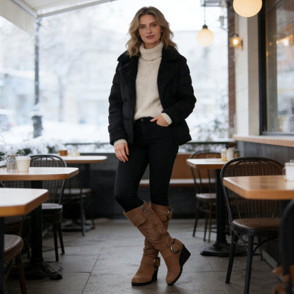 Bottes Compensées en Suédine pour Femme pour l'Automne