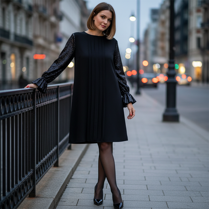 Robe à manches évasées et paillettes pour femme