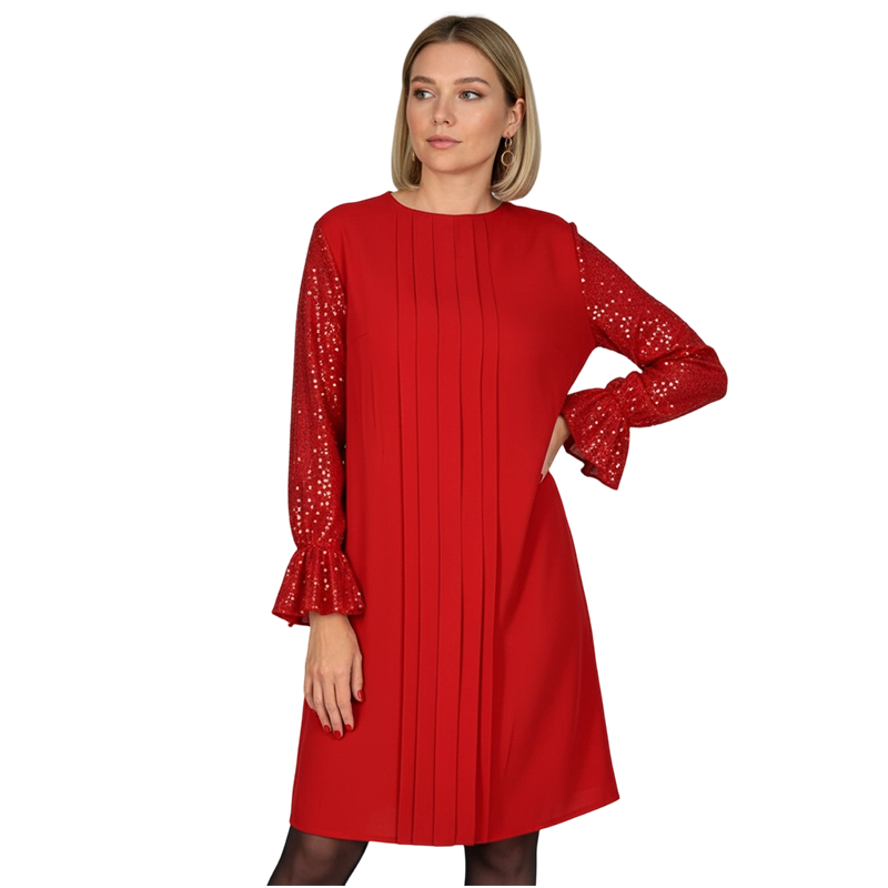 Robe à manches évasées et paillettes pour femme
