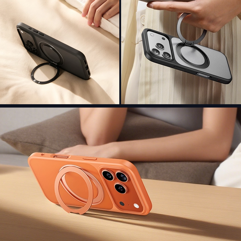 Coque de protection pour téléphone avec support à anneau magnétique rotatif