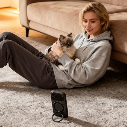 Coque de protection pour téléphone avec support à anneau magnétique rotatif