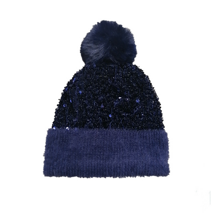 📢50% DE RÉDUCTION✨Bonnet d’Hiver à Pompon & Paillettes Scintillantes – Fausse Fourrure Douce, Ajustement Élastique & Éclat Festif Instantané⚡