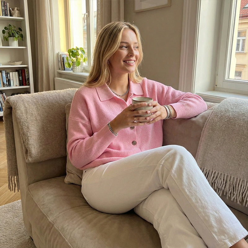 📢📢60 % de réduction !!!✨Haut décontracté en tricot à boutons pour femmes