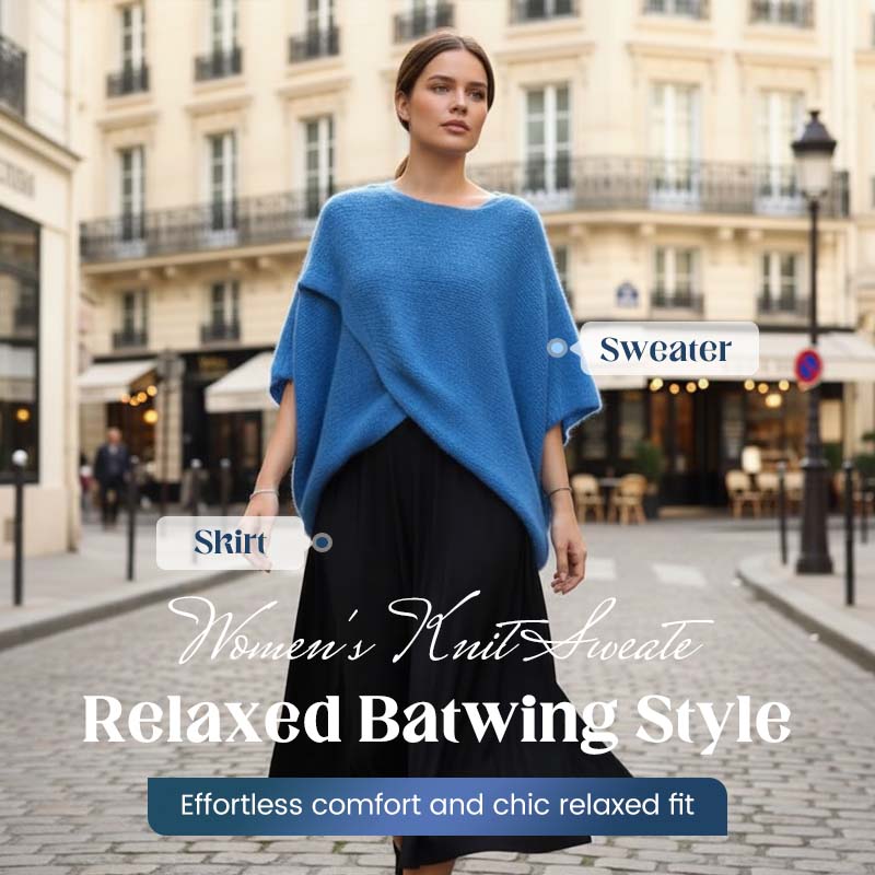 Pull en maille à manches chauve-souris pour femme