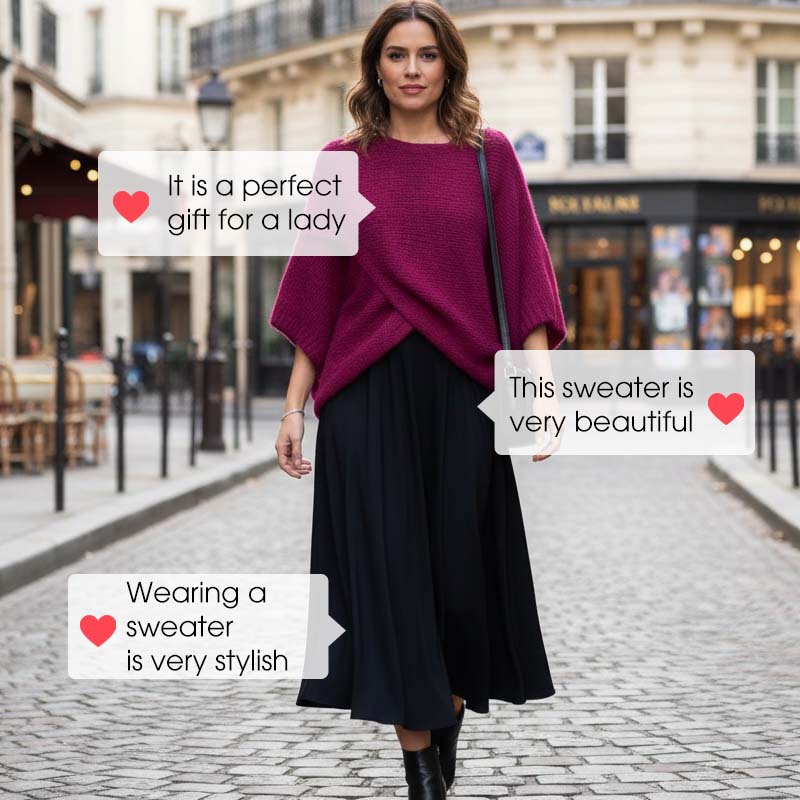 Pull en maille à manches chauve-souris pour femme