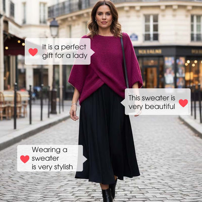 Pull en maille à manches chauve-souris pour femme