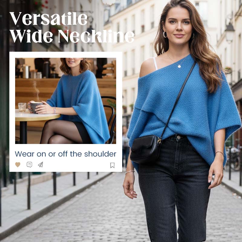 Pull en maille à manches chauve-souris pour femme