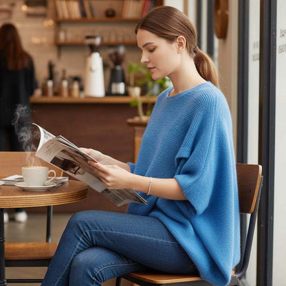 Pull en maille à manches chauve-souris pour femme