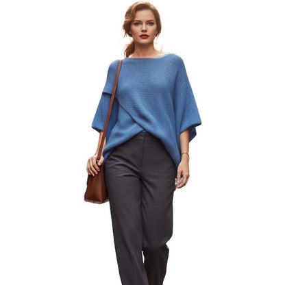 Pull en maille à manches chauve-souris pour femme