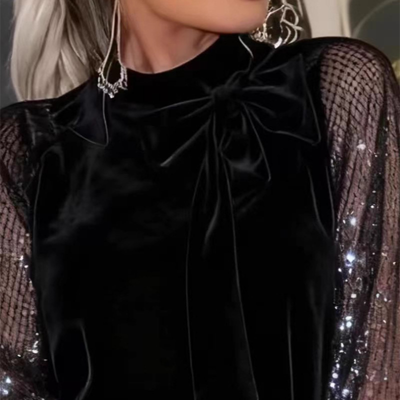 📢📢70 % de réduction !!!⏰Robe à nœud papillon et paillettes pour femme ✨👗