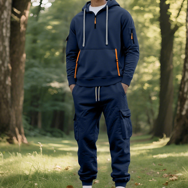 Ensemble survêtement deux pièces à capuche pour homme