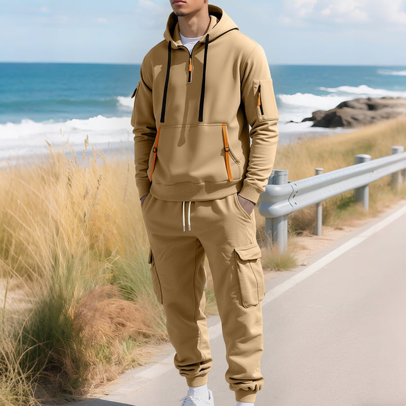 Ensemble survêtement deux pièces à capuche pour homme