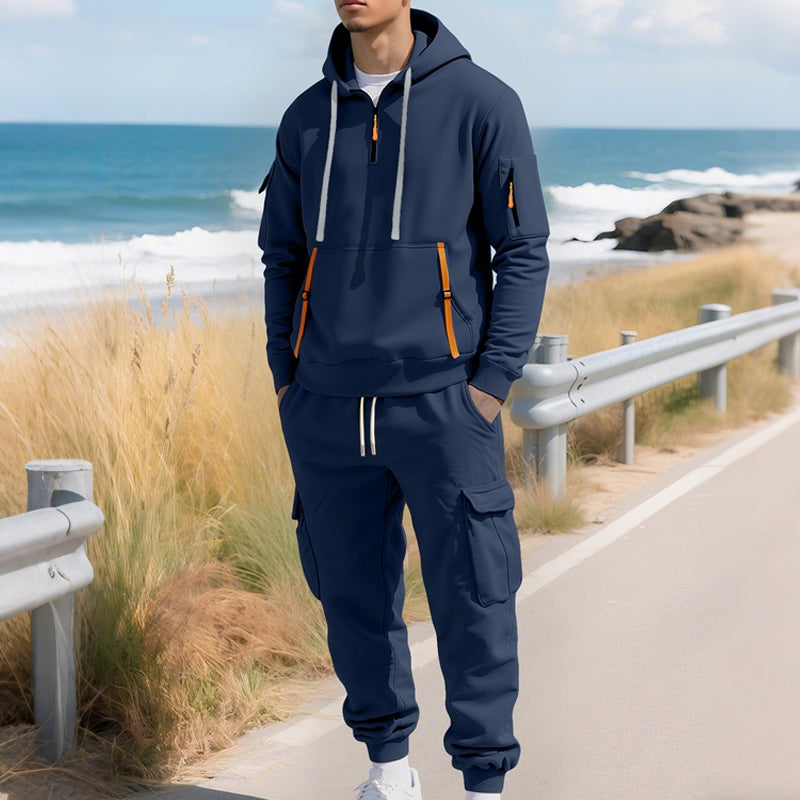 Ensemble survêtement deux pièces à capuche pour homme