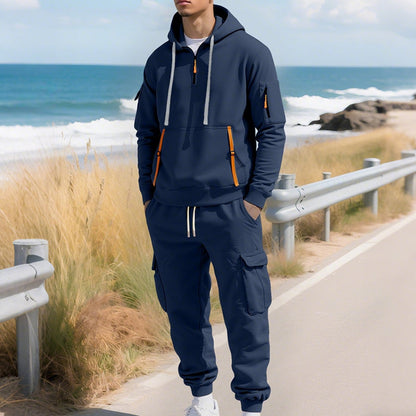 Ensemble survêtement deux pièces à capuche pour homme
