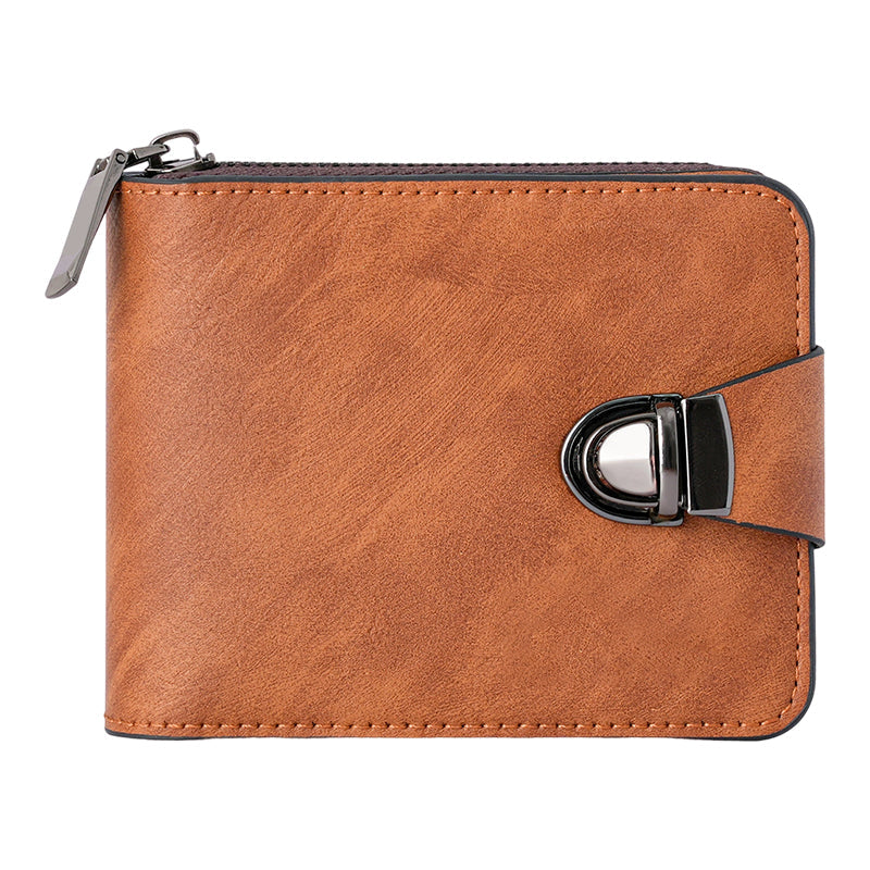 Portefeuille Vintage Compact à Fermeture Éclair pour Hommes