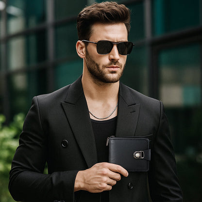 Portefeuille Vintage Compact à Fermeture Éclair pour Hommes
