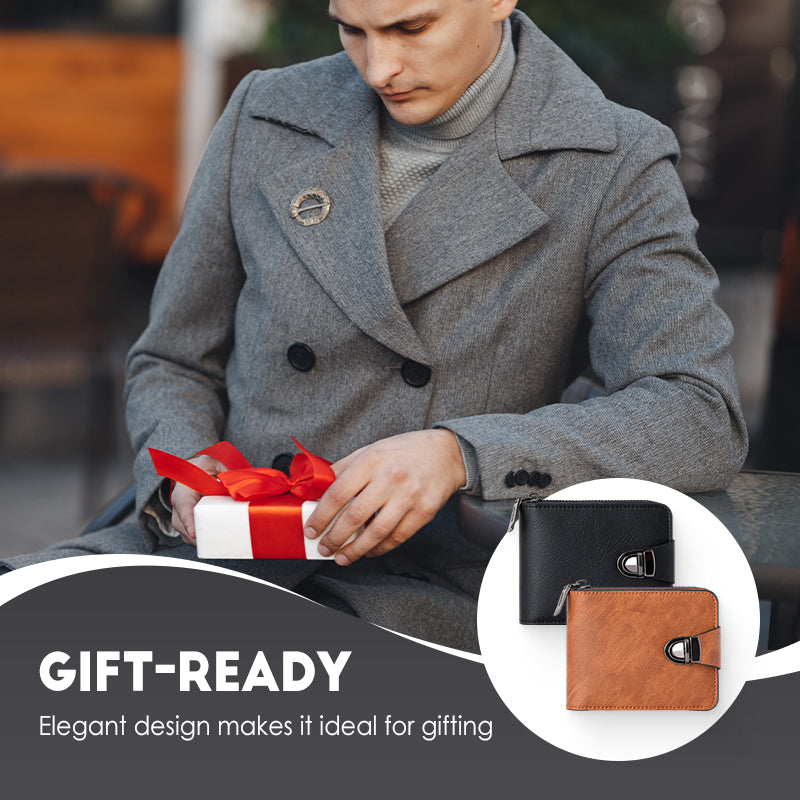 Portefeuille Vintage Compact à Fermeture Éclair pour Hommes