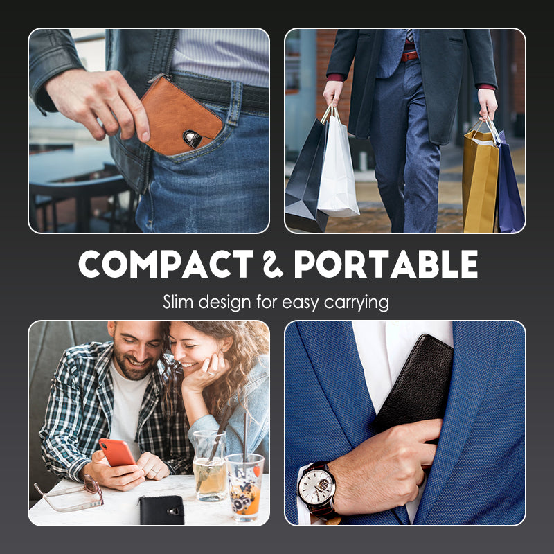 Portefeuille Vintage Compact à Fermeture Éclair pour Hommes