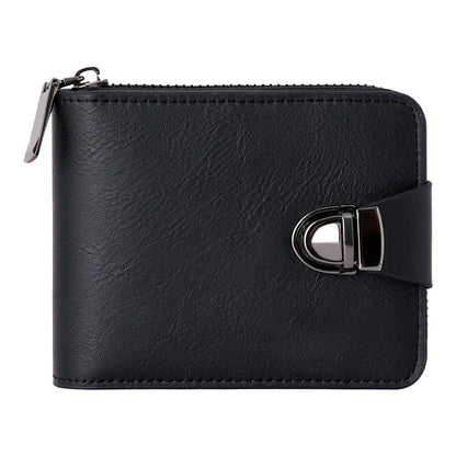Portefeuille Vintage Compact à Fermeture Éclair pour Hommes