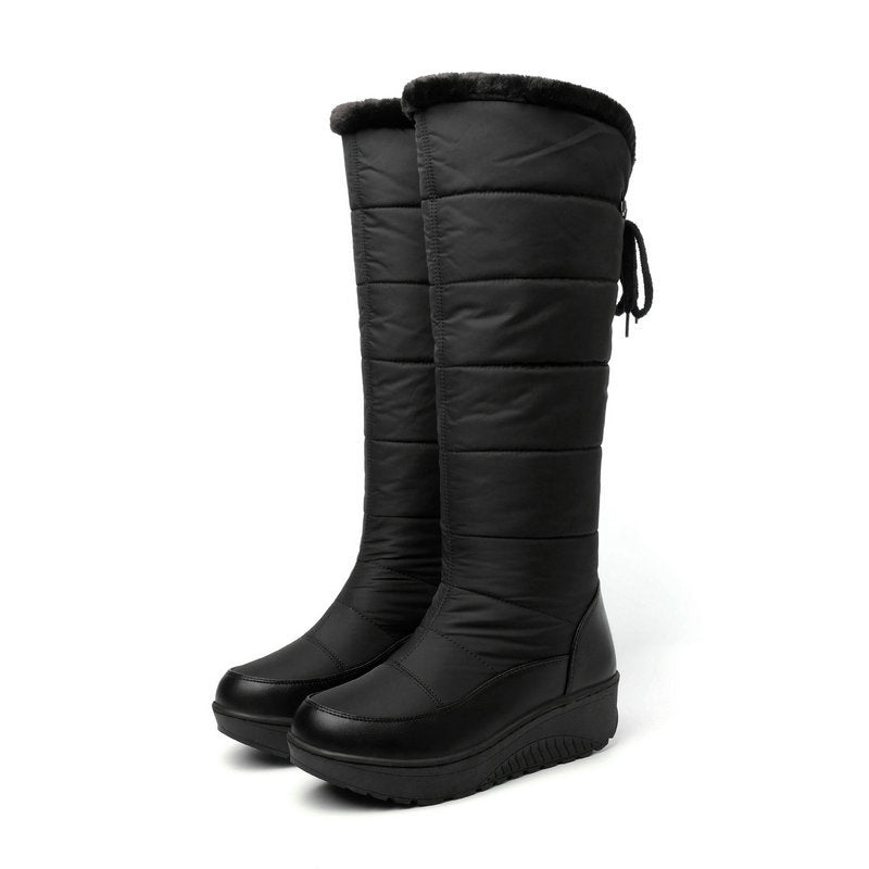 Bottes d’hiver imperméables, doublées de coton chaud, jusqu’aux genoux