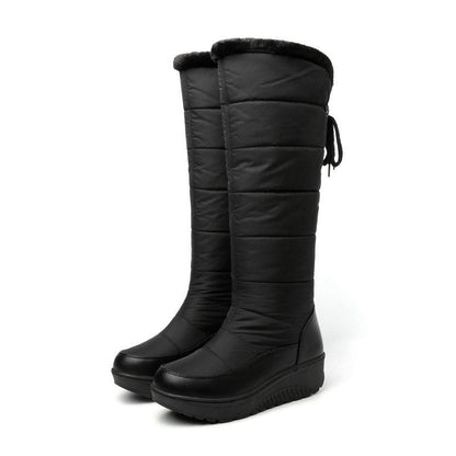 Bottes d’hiver imperméables, doublées de coton chaud, jusqu’aux genoux