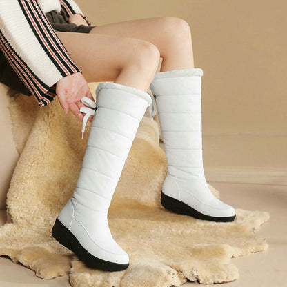 Bottes d’hiver imperméables, doublées de coton chaud, jusqu’aux genoux