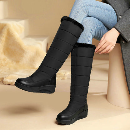 Bottes d’hiver imperméables, doublées de coton chaud, jusqu’aux genoux