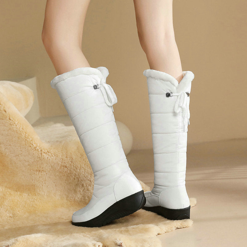 Bottes d’hiver imperméables, doublées de coton chaud, jusqu’aux genoux