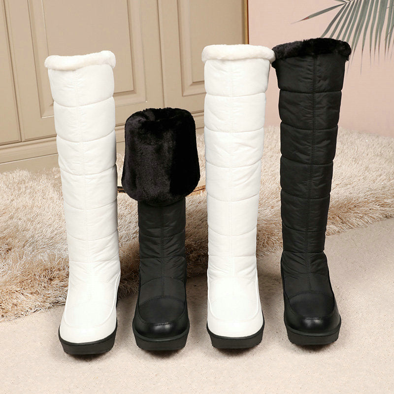 Bottes d’hiver imperméables, doublées de coton chaud, jusqu’aux genoux