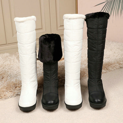 Bottes d’hiver imperméables, doublées de coton chaud, jusqu’aux genoux
