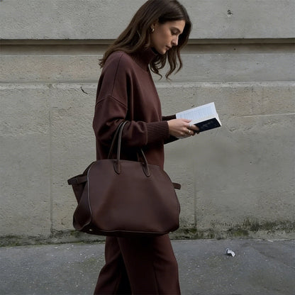 Ensemble sweat-shirt à col montant et pantalon à fermeture éclair sur le côté