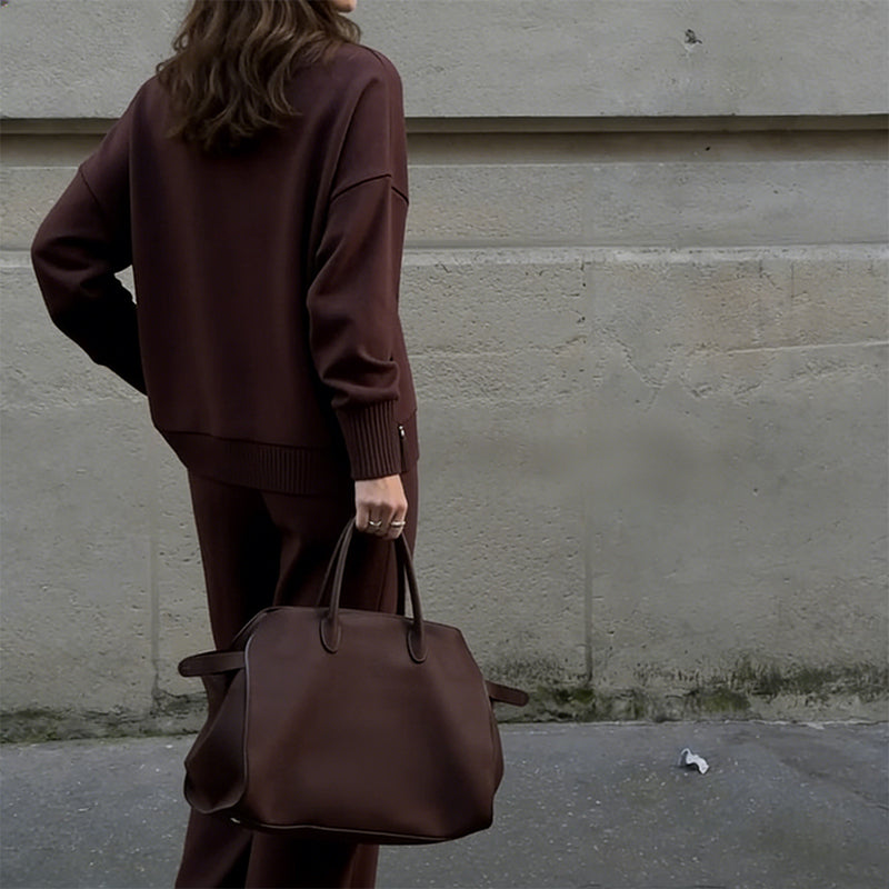 Ensemble sweat-shirt à col montant et pantalon à fermeture éclair sur le côté