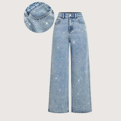 Jeans élégants pour femmes, ornés de strass