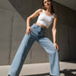 Jeans élégants pour femmes, ornés de strass