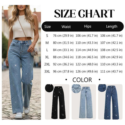 Jeans élégants pour femmes, ornés de strass