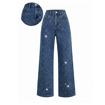 Jeans élégants pour femmes, ornés de strass