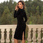 Robe moulante à manches longues et paillettes pour femme