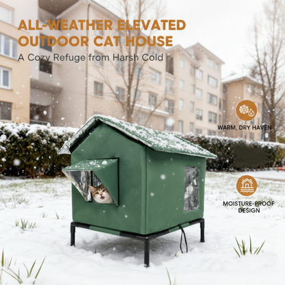 🐱 PROMO LIMITÉE 38% DE RÉDUCTION ! ✨ Maison pour Chat d‘Extérieur surélevée – Imperméable, Isolante, Stable et Pliable 🌧️