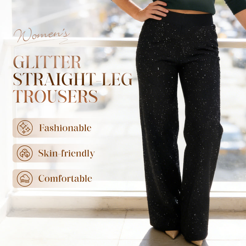 🔥 50 % DE RÉDUCTION !! ✨Pantalon droit pailleté taille haute