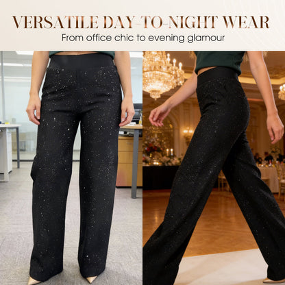 🔥 50 % DE RÉDUCTION !! ✨Pantalon droit pailleté taille haute