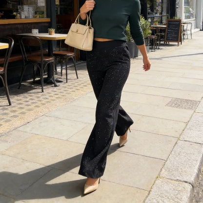 🔥 50 % DE RÉDUCTION !! ✨Pantalon droit pailleté taille haute