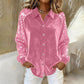 Chemise à manches longues boutonnée et à paillettes pour femme