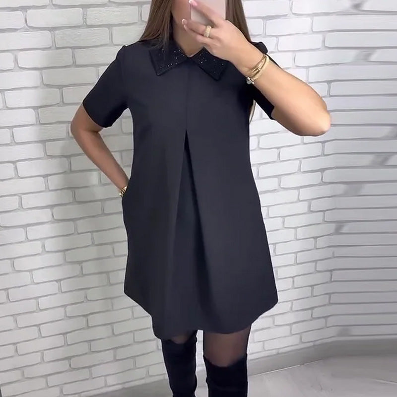 🚛💃Mini-robe élégante à la coupe parfaite et au col raffiné✨