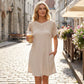 Robe trapèze à manches courtes en dentelle patchwork pour femme