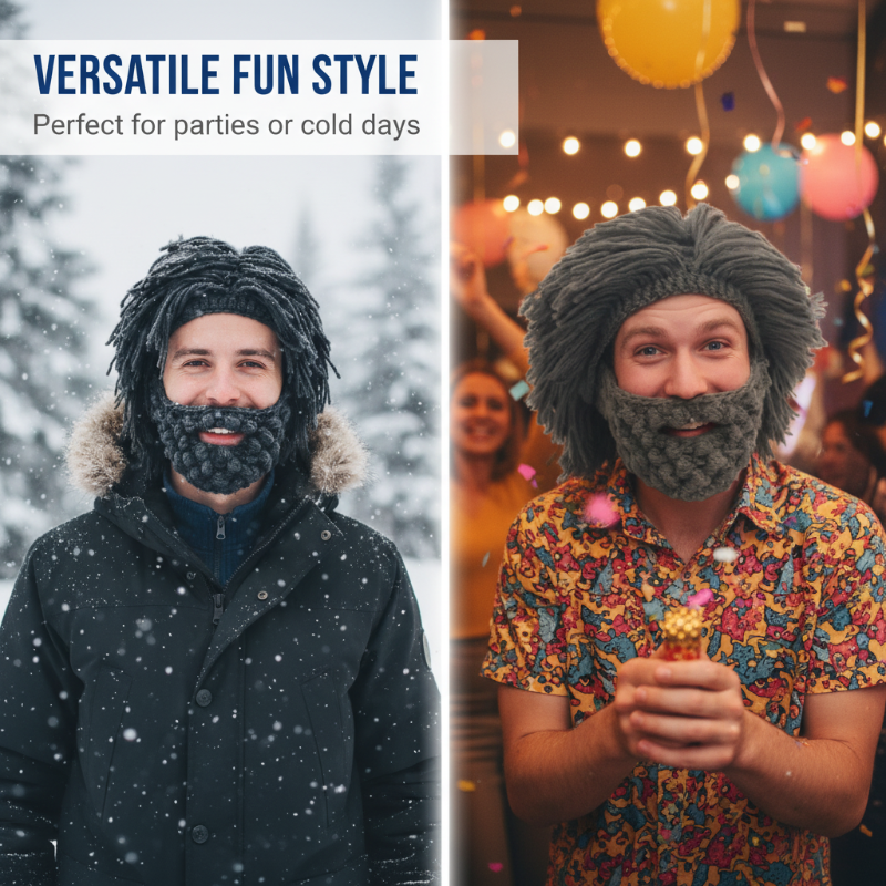 📢📢50 % de réduction !! ⏰ Chapeau Punk avec Perruque et Barbe Tricotée – Style Unique, Prêt à Porter & Accessoire de Déguisement 💥
