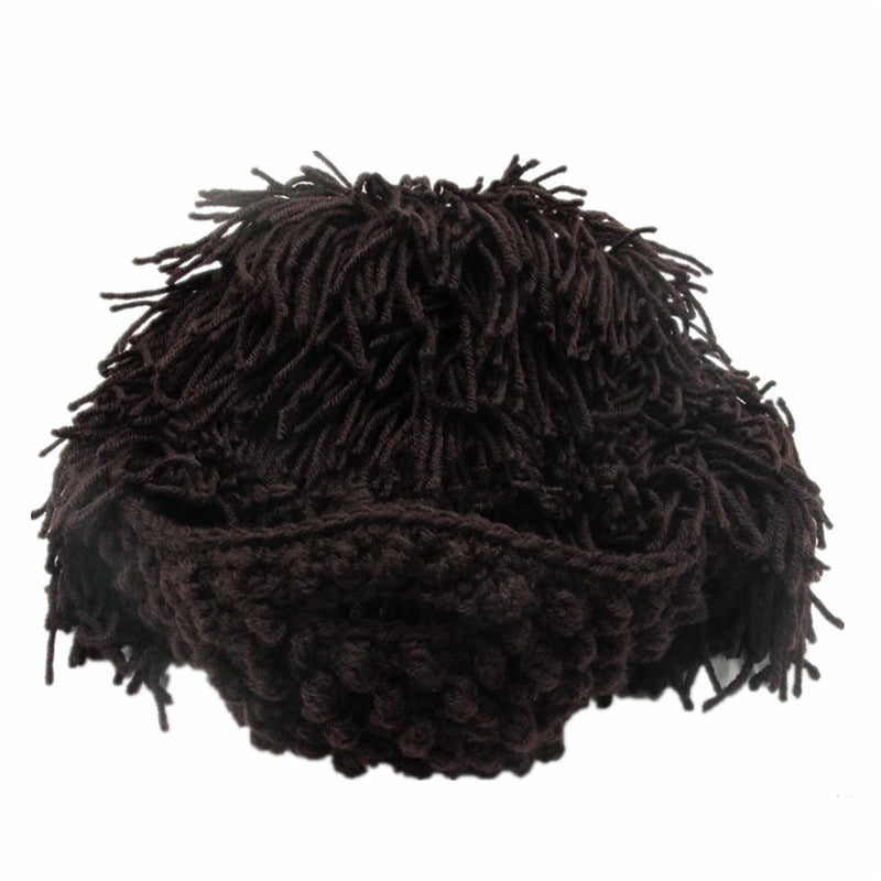 📢📢50 % de réduction !! ⏰ Chapeau Punk avec Perruque et Barbe Tricotée – Style Unique, Prêt à Porter & Accessoire de Déguisement 💥